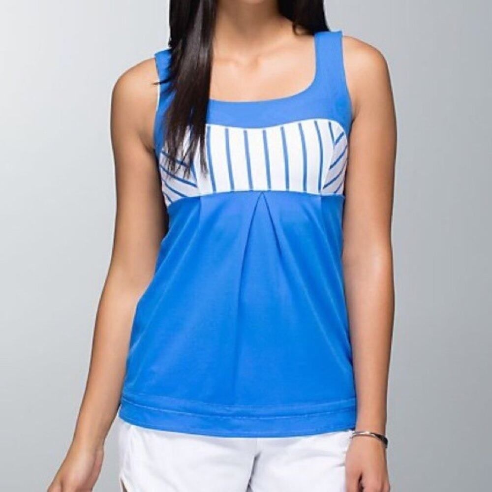 Lululemon Elevate Tank Blue White Striped Athleticwear Size Woman's 4
